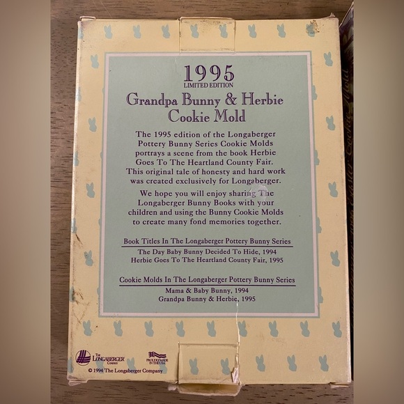 Longaberger Easter Cookie Mold Vintage In Box 1995 & 1996 Easter‎ Bunny & Basket - Picture 7 of 16